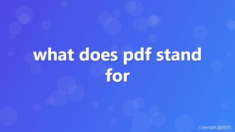 what does pdf stand for